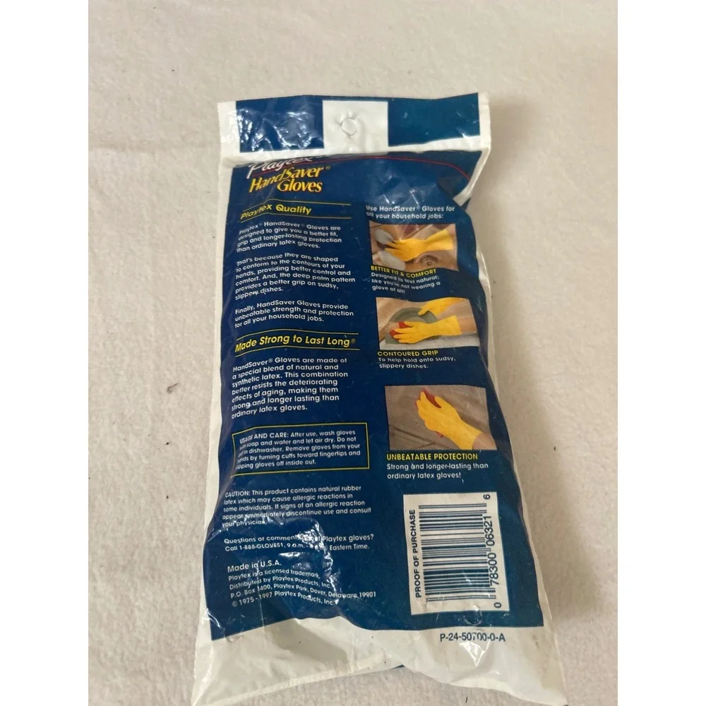 Playtex HandSaver Gloves Medium Yellow‎ Cotton Soft Lining Made in USA